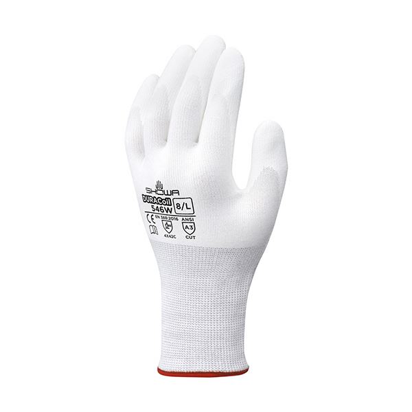 （まとめ）ショーワグローブ 耐切創背抜き手袋デュラコイル 546W XL ホワイト 1双[x3]