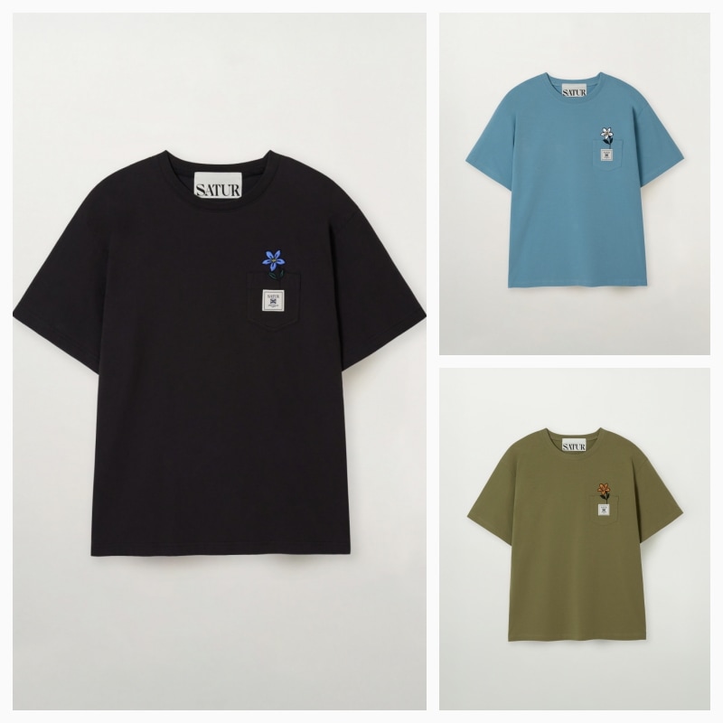 【SATUR】 26SS FLOWER POCKET T-SHIRT : 3COLORS
