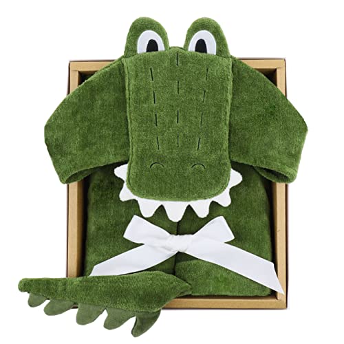 [] ディーゴ 出産祝い ベビーバスタオル 赤ちゃん バスローブ ギフト 男の子 女の子 アリゲーター モスグリーン #61340