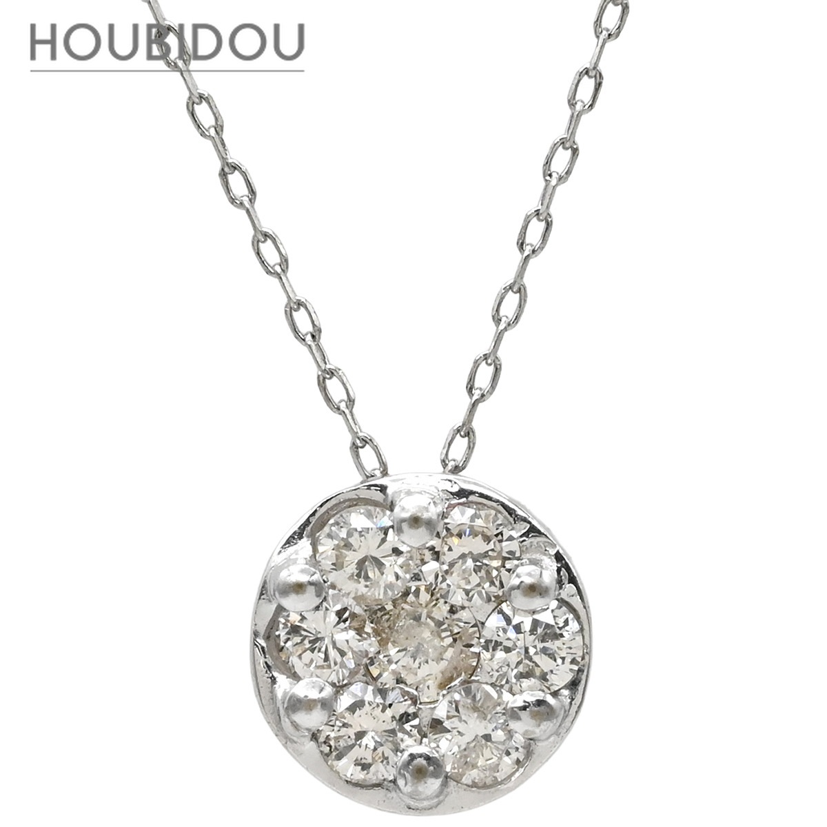 ネックレス ダイヤモンド 0.25ct ホワイトゴールド Au750 18K 18金 パヴェ セブンスター 7P 7石 7粒 ラウンド 【中古】