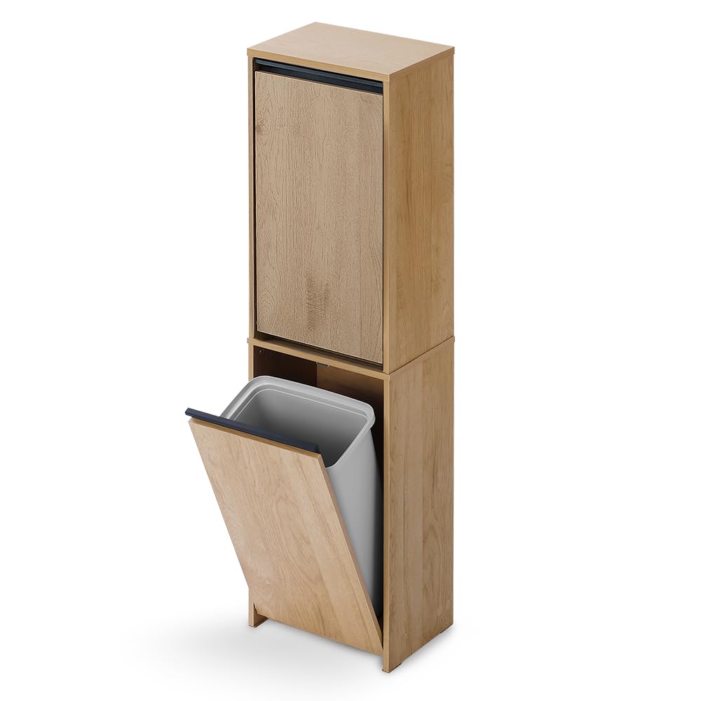 アイリスオーヤマ ダストボックス 縦型 分別 おしゃれ 北欧 スリム 目隠し 引き出し分別 ナチュラル/ブラック HWPS-300H ナチュラル/ブラック HIROBIROシリーズ