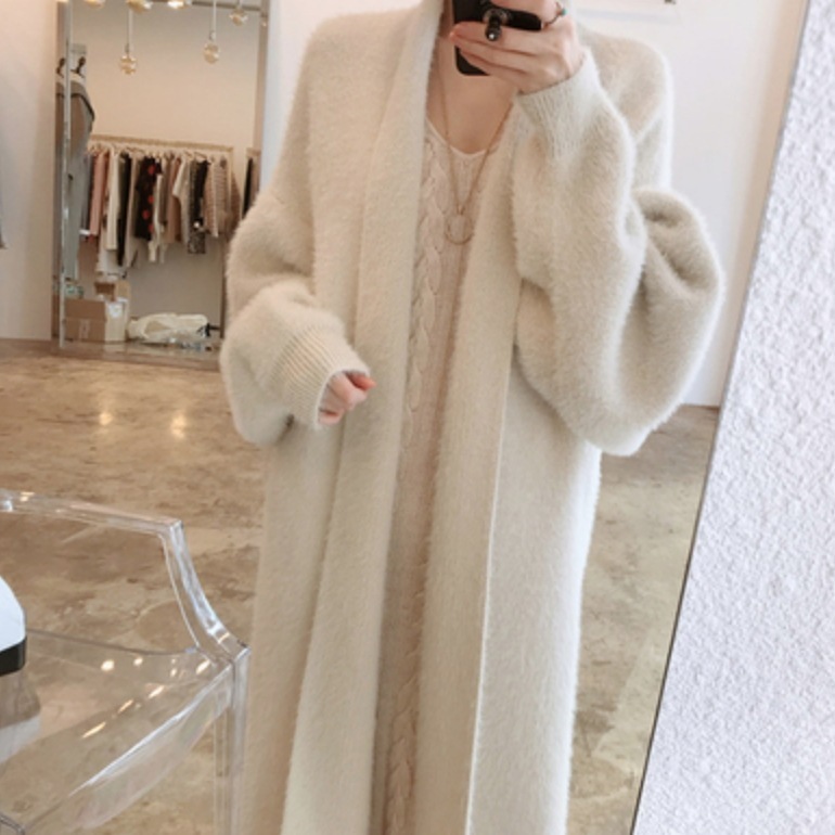 カーディガン セーター 羽織 長袖 モヘア ふわふわ 厚手 かわいい 大人可愛い きれいめ シンプル上品 おしゃれ ガーリー 秋 冬 学生 デート お出かけ 防寒 暖かい ホワイト ブラウン