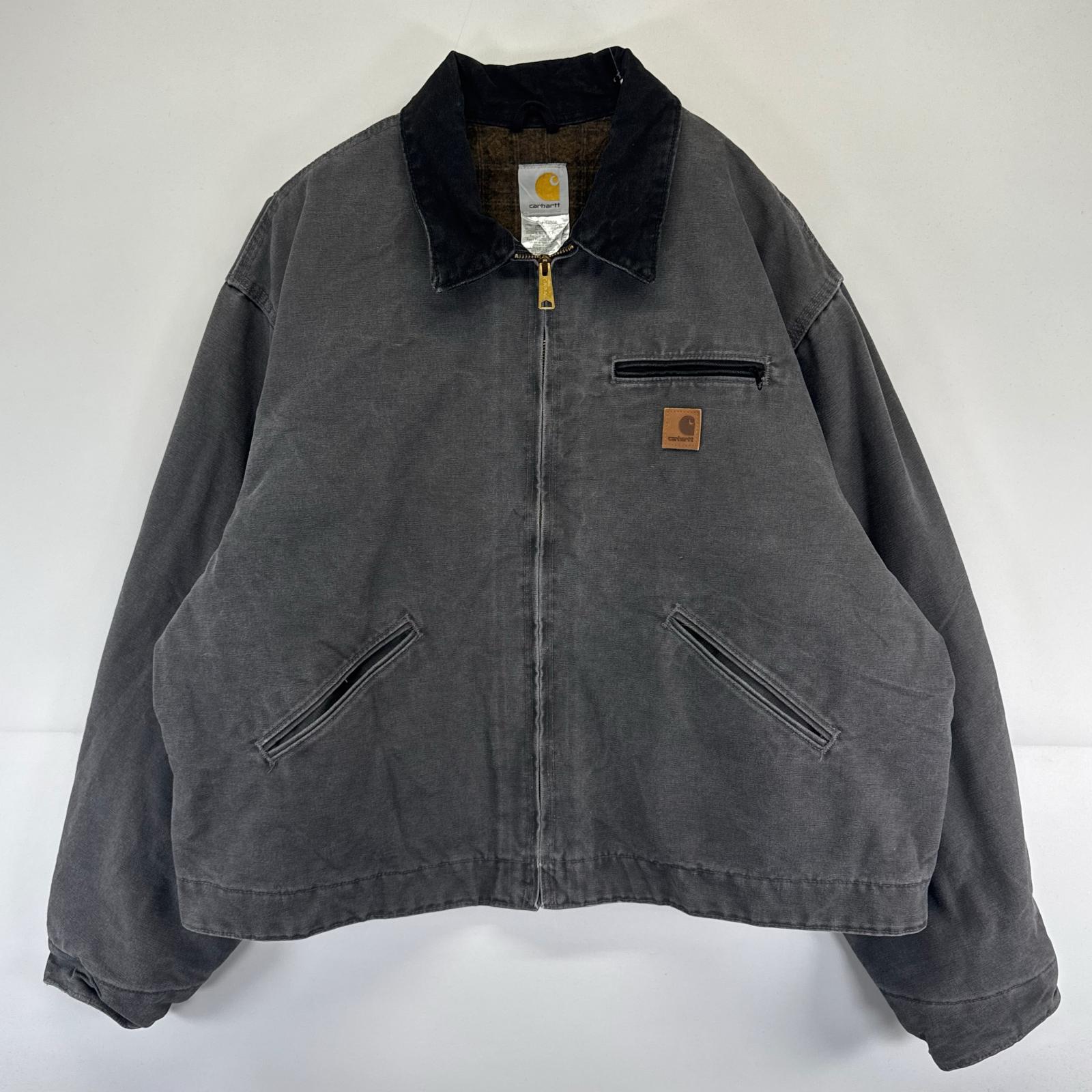 古着 ジャケット フルジップ ワーク デトロイトジャケット 大きいサイズ ダック 2XL ブラック系 メンズ