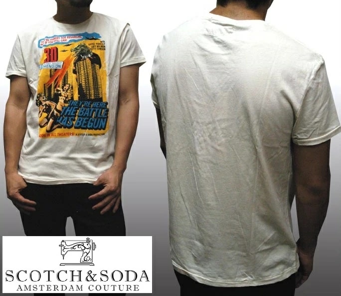 スコッチ&ソーダ メンズ 半袖　Tシャツ 3D IMENSION クリーム シャツ SCOTCH&SODA スコッチアンドソーダ インポート ファッション ブランド ヴィンテージ サーフ ロンハーマン