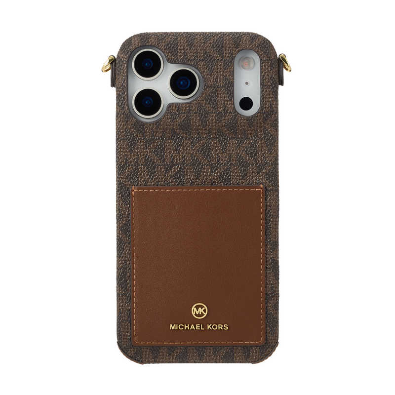 マイケルコース　MICHAEL KORS - Wrap Case Pocket with Strap for iPhone 17 Pro MAX Brown　MKWSBRWPWIP2569