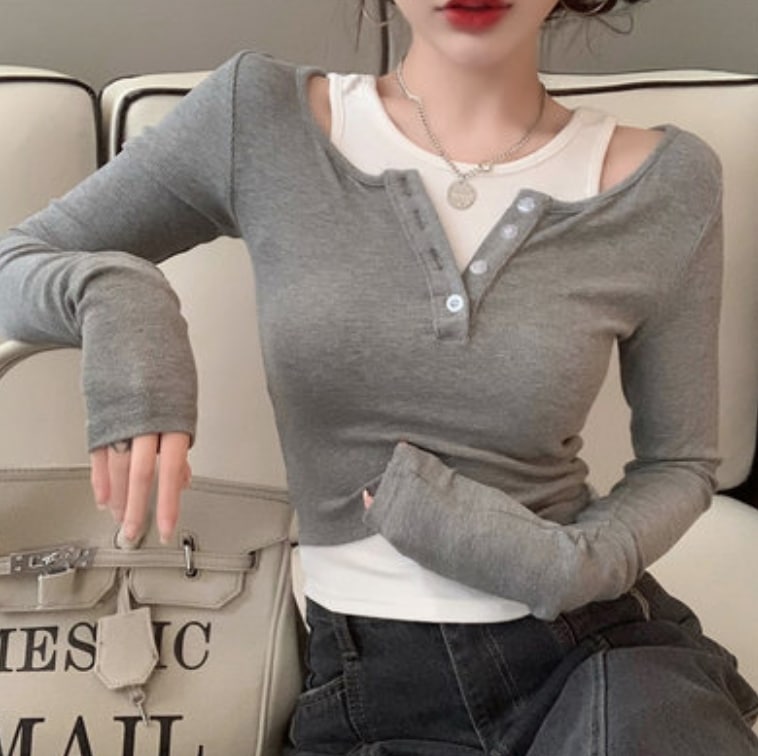 トップス デート ブラウス カットソー ショート ショート丈 袖あり 長袖 スリム タイト 細身 かわいい 大人可愛い きれいめ シンプル カジュアル 大人 上品 おしゃれ お洒落 主役級 存在感 春