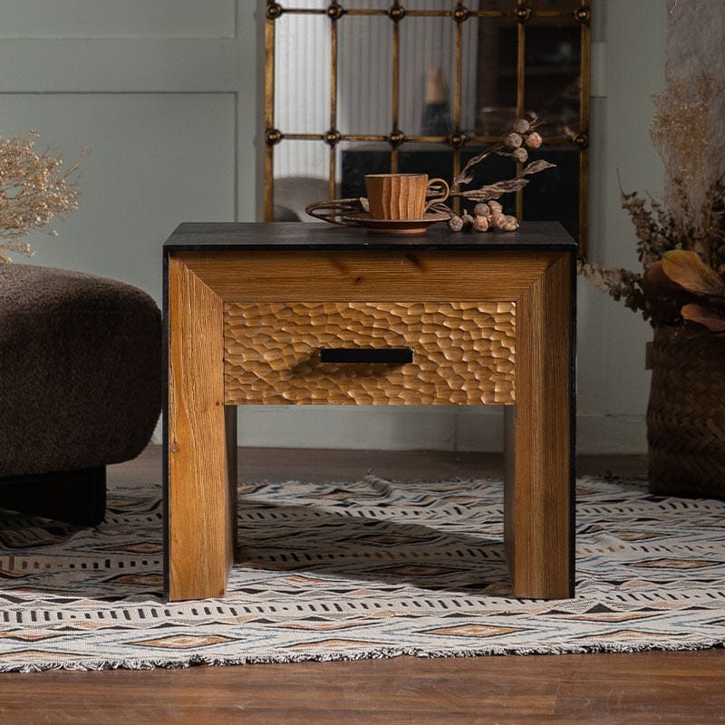 サイドテーブル 無垢材 引き出し付き ヴィンテージ調 チェスト 正方形 ベッドサイドテーブル ソファテーブル 高級 モダン シンプル 収納 棚 おしゃれ リビングルーム