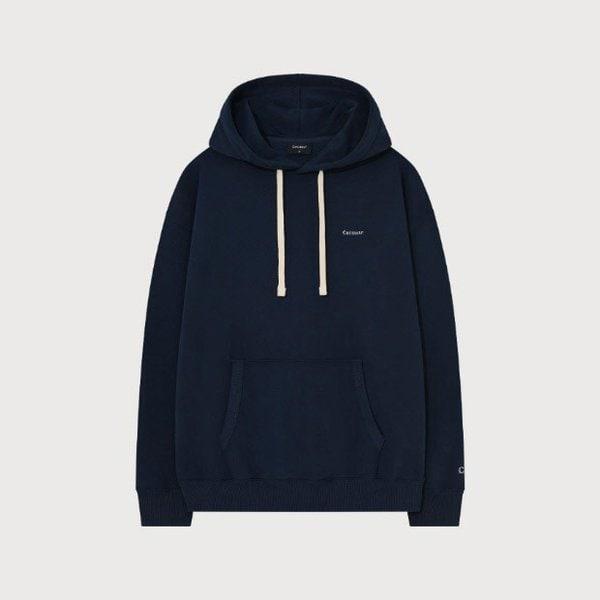 M フード付きスウェットシャツ CQK CO2503HD04-NA スモールロゴ起毛フーディー Navy