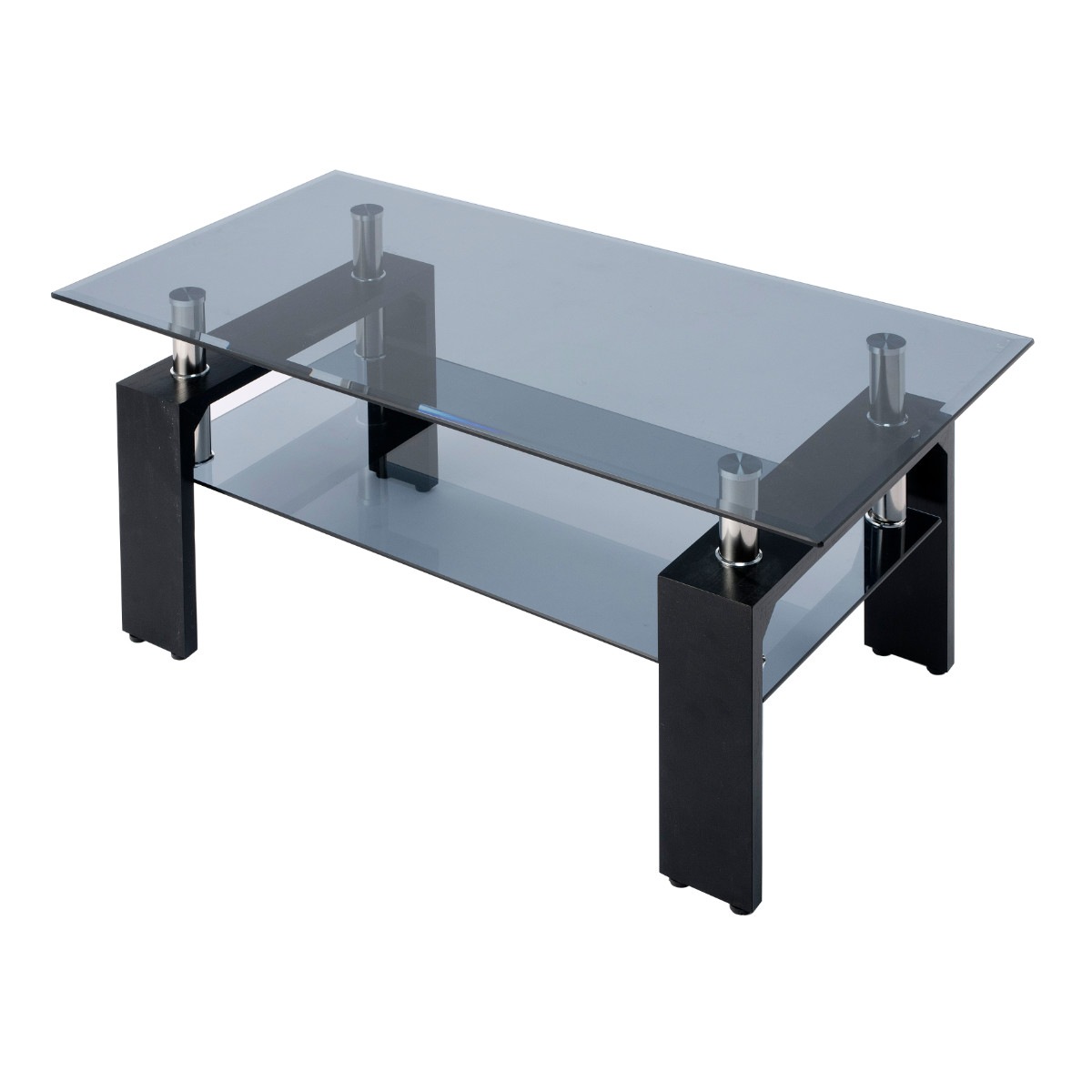 ガラステーブル 幅96cm クリアブラック ラック センターテーブル ローテーブル リビングテーブル ガラス テーブル ガラス天板 収納 リビング おしゃれ モダン 高級感 スタイリッシュ