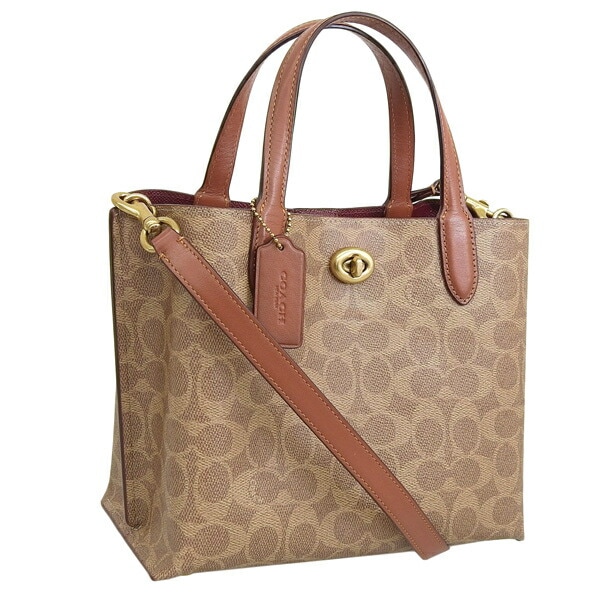 コーチ 2WAY ショルダーバッグ レディース アウトレット ベージュライトブラウン CC SIGNATURE WILLOW TOTE 24 C8562B4NQ4 COACH