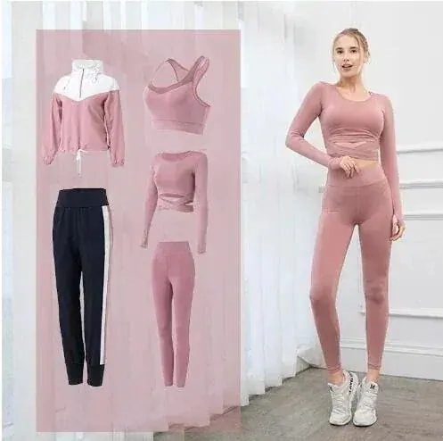 【急速出荷!】7点セット最新のヨガスポーツスーツ女性の速乾性のあるファッションジムスーツランニングスポーツ30%までに制限
