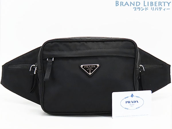 美品プラダナイロンウエストバッグショルダーバッグボディバッグバムバッグウエストポーチブラックテスート2VL001