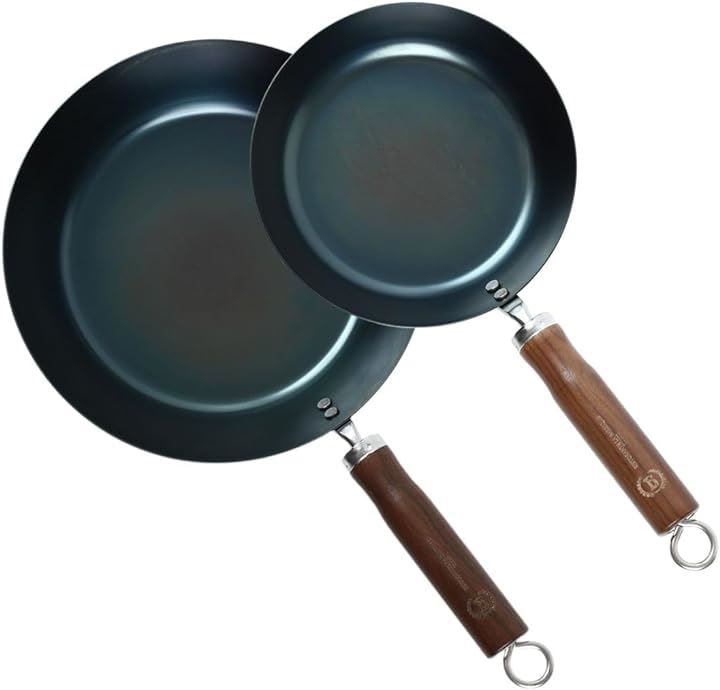 鉄フライパン リストランテ バリック トウキョウ コラボレーション IH対応 軽い 焦げ付かない サビにくい お手入れ簡単 板厚1.6mm( ウォールナット, 20cm+26cm)