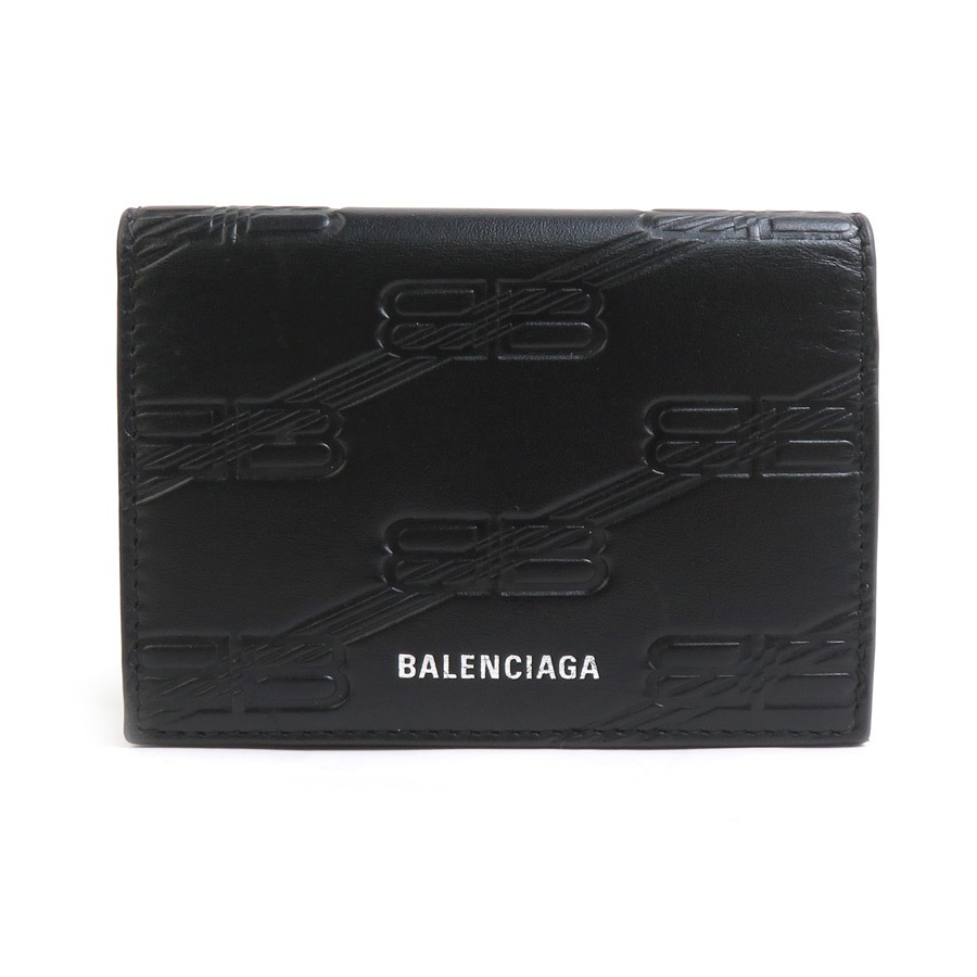 バレンシアガ BALENCIAGA 三つ折り財布 レザー ブラック ユニセックス h30982k
