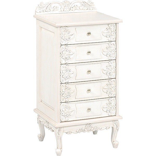 アンティーク調 スリム 5段チェスト 猫脚 重厚感 彫刻 収納 5段 チェスト タンス お姫様風 家