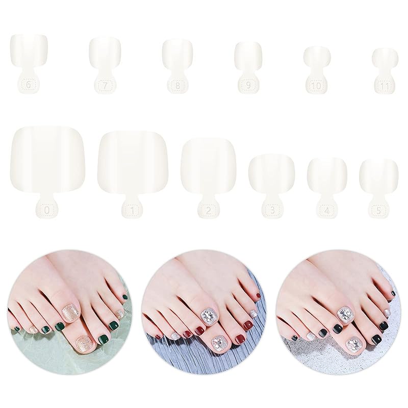 NUOLUX ネイルチップ 足用 フットネイルチップ つけ爪 ネイルチップ つけ爪 ネイルアート用品 DIY ネイル飾り 足の爪 つま先 フット ネイルパーツ 練習用 600枚入