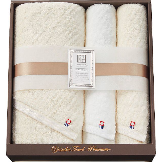 極ふわ やさしいたおる ベーシックライン ロングバス/フェイスタオルセット ベージュ G-A