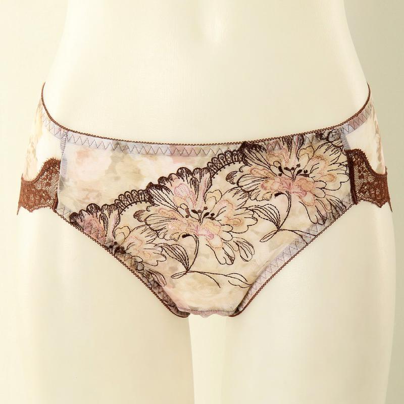 水彩プリント女性バックレースパンティー(DPT0454A)