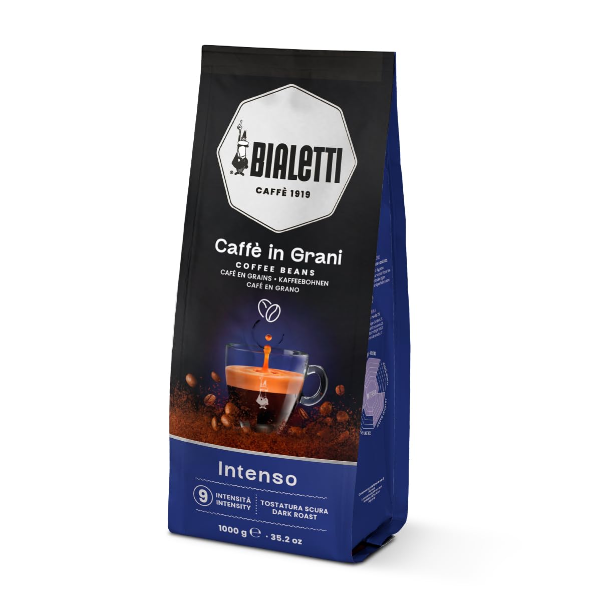 Bialetti (ビアレッティ) カフェグラーニ インテンソ (豆 / 1kg / ロブスタ豆100%) イタリアン コーヒー エスプレッソ ドリップ フレンチプレス コーヒー豆