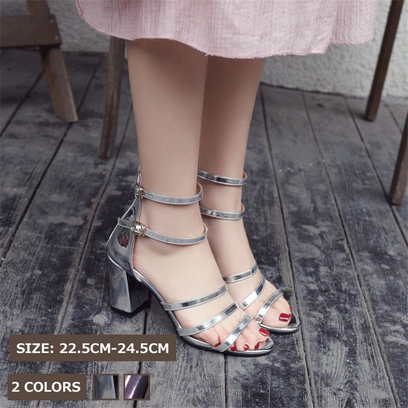 サンダルレディース痛くない グラディエーターサンダル パーディー ストラップサンダル フォーマル 太めヒール カジュアル 結婚式 キラキラサンダル 女性用
