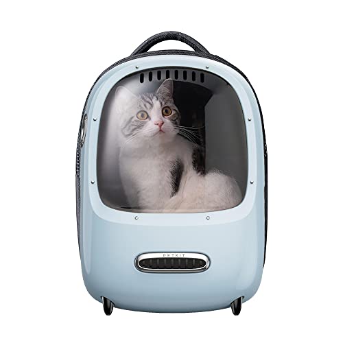 PETKIT キャリーバッグ スリング ペット用品 お出かけバック 通気 軽量 人間工学 飛び出し防止 内蔵ライト 持ち運び便利 ポケット付き 通院 散歩 旅行 猫用 小型犬用 (ブルー)