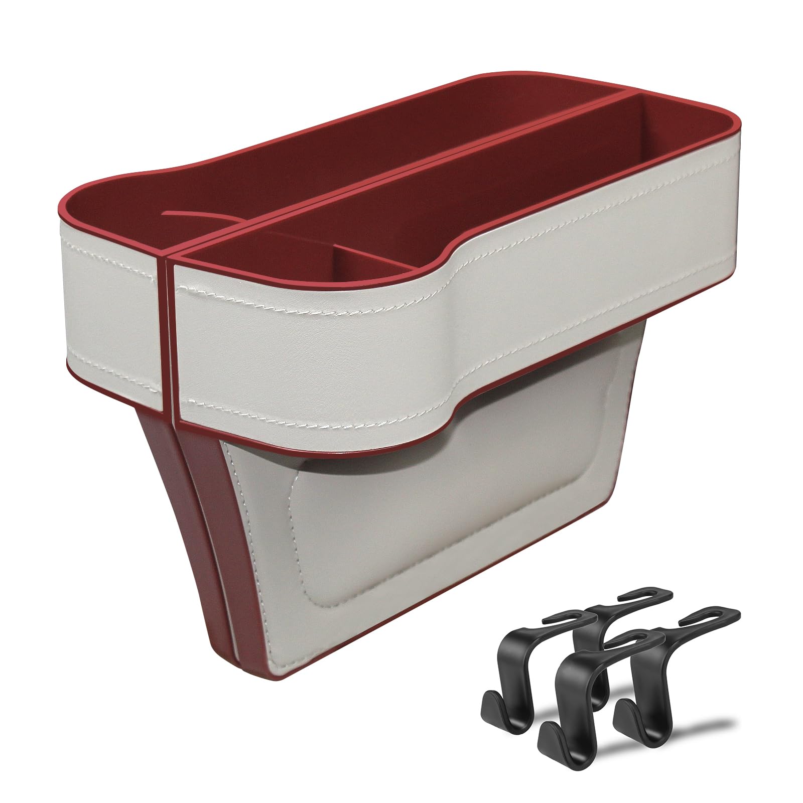 サイド収納ボックス 車用 シートポケット PU皮革 便利グッズ 車内 大容量 多機能 カーシート隙間収納ボックス 携帯電話 現金 カード 鍵 リモコンの収納 小物収納 コンソールボックス ドリン