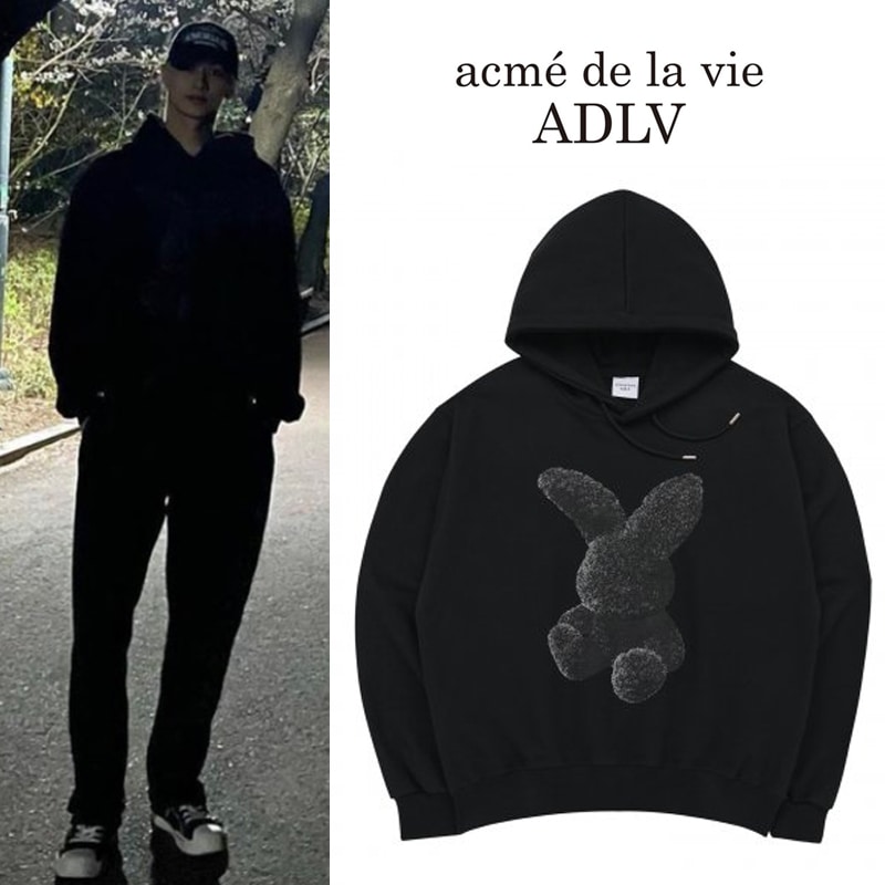 SEVENTEEN JUN着用 BLACK FUZZY RABBIT HOODIE