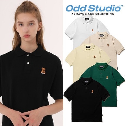 韓国大人気ブランドODD STUDIO公式 Union bear PK T-shirt テディベア刺