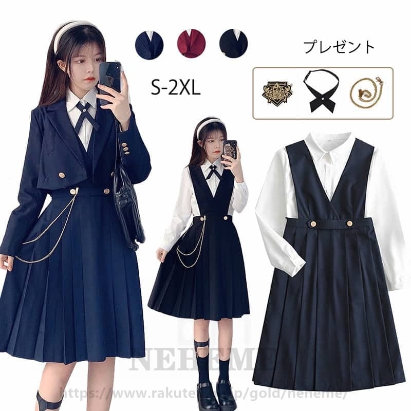 卒業式 スーツ 女の子 150 160 165 6点セット(ジャケット ワンピース シャツ リボンタイ ワッペン チェーン) 子供服 卒服 小学校卒業式スーツ 子供スーツ 小学生 中学生 高校生 フォ