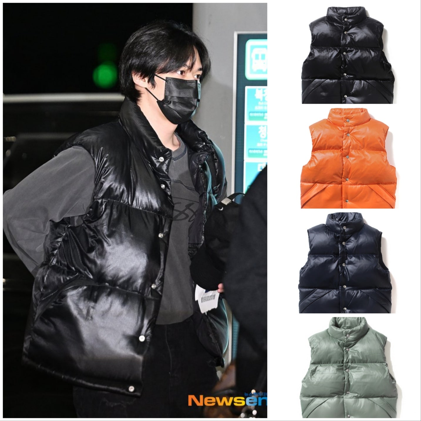 Stray Kids リノ Lee Know 着用 ラバ ダウンベスト-ブラック 4色