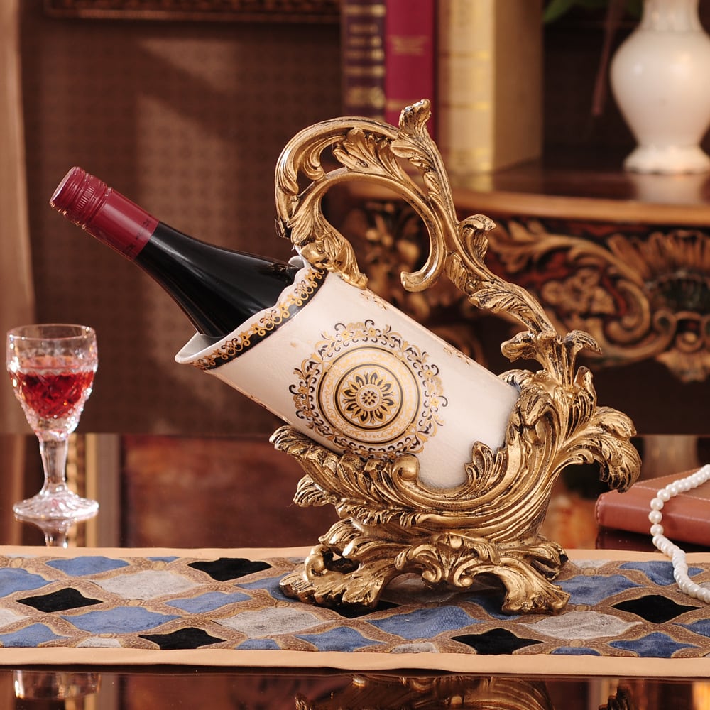 ワインラック セラミック リビングルーム ダイニングルーム ワイン キャビネット ワインボトルラック インテリア アンティーク調 手持ち ハンドル ラグジュアリー ゴールド おしゃれ