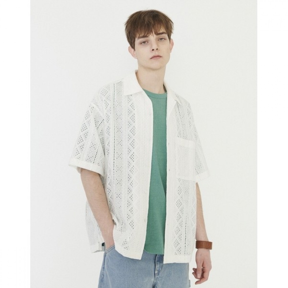 (ヘッジズ) 24SS かぎ針編みシャツ HZSH4E804WT