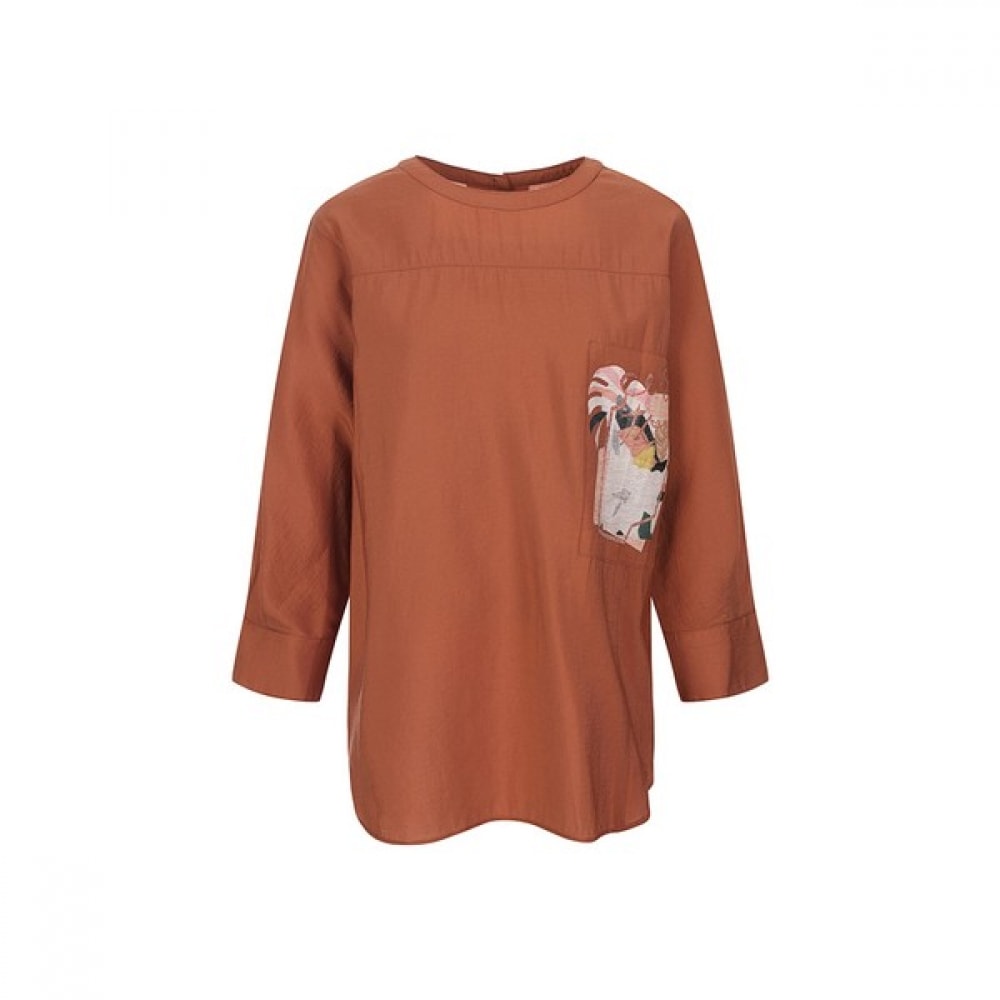 (コンパニア) ラウンドネックプリントブラウス_CABF7-WRB010