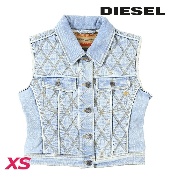 パデッドデニムジャケット ベスト レディース DE-SLIMMY-SM-FS ヴィンテージウォッシュ加工 ノースリーブ die-l-o-f8-60h
