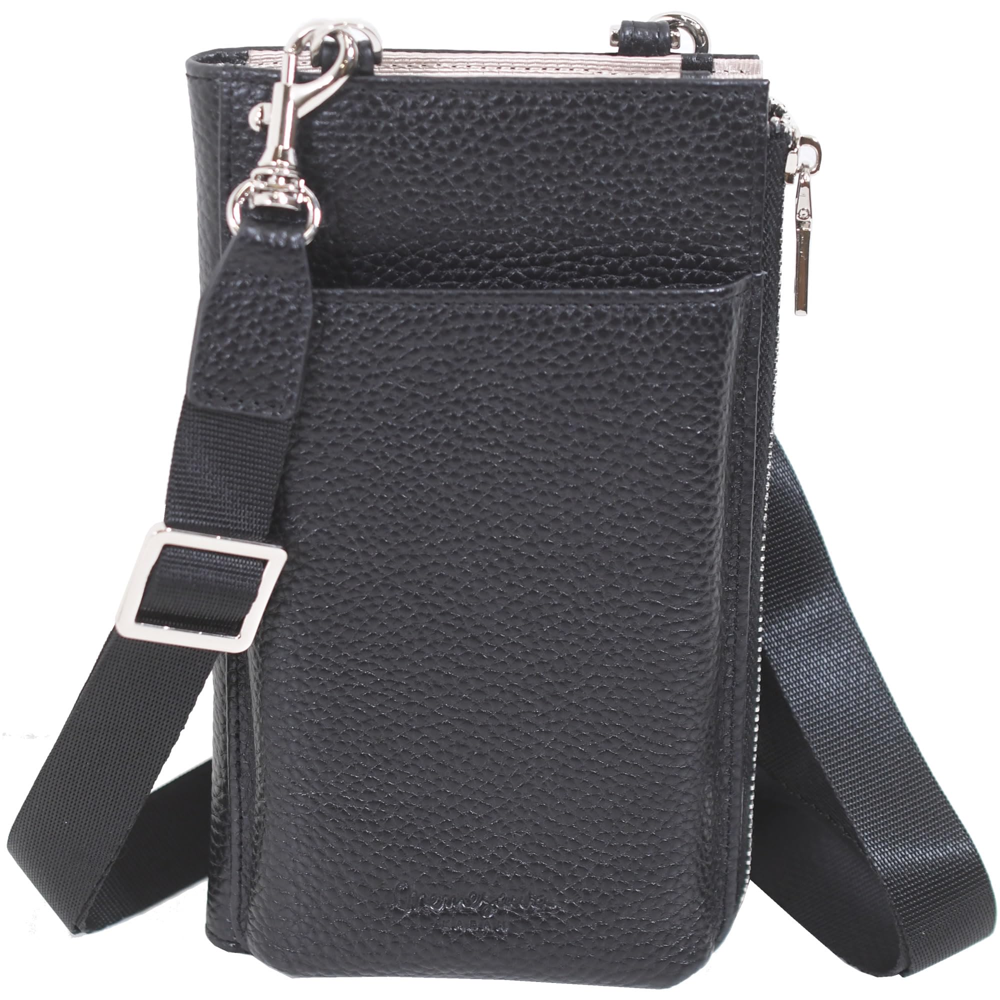 [目々澤鞄] スマホショルダー 本革 財布機能 スマホポーチ スマホポシェット お財布ショルダー おしゃれ ストラップ 大きく開く シンプル 縦型 55900