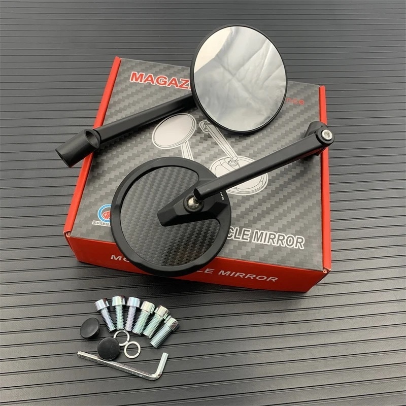 カーボンファイバー製オートバイミラー スクーター用 8mm 10mm A