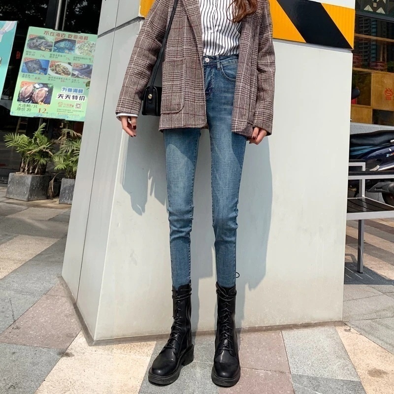 ジーンズ女性春春冬春新作ハイウエストスリムショーの高さと9点のタlイトな小さな足シックなズボンの薄い何百もの
