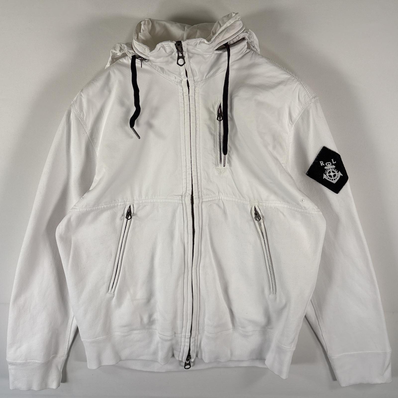 古着 ポロバイラルフローレン Polo by Ralph Lauren パーカー スウェット フルジップ セーリングジャケット 袖ワッペン M ホワイト メンズ