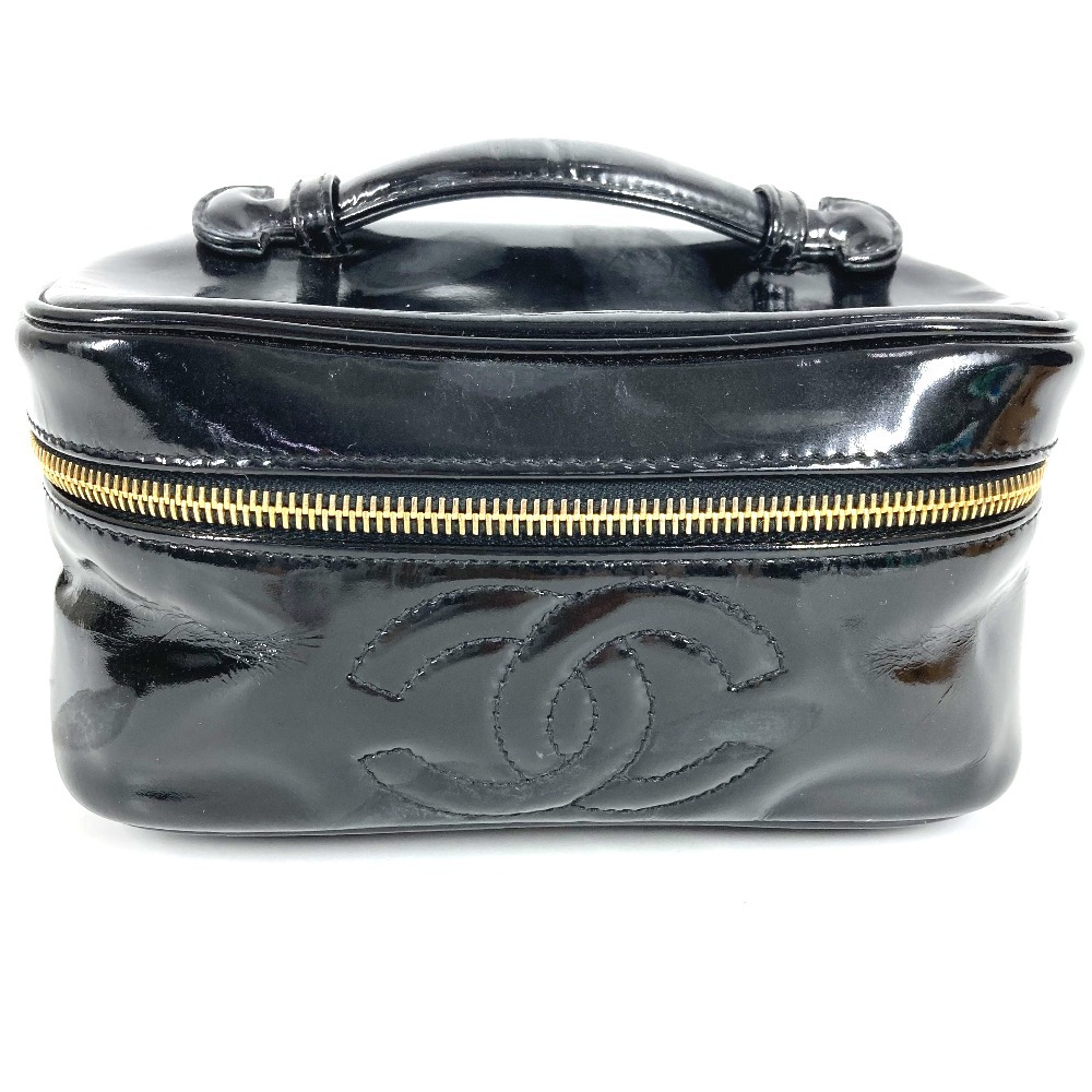 ハンドバッグ バニティバッグ CC ココマーク ロゴ モノグラム カバン ハンドバッグ エナメル ブラック