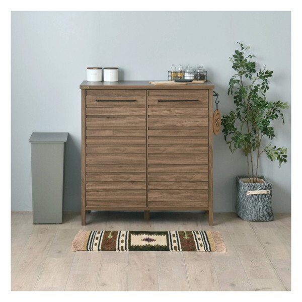 4FUL LF90-90C BR ブラウン ラフィカ キッチンボード (ロータイプ・85.4cm幅) メーカー直送