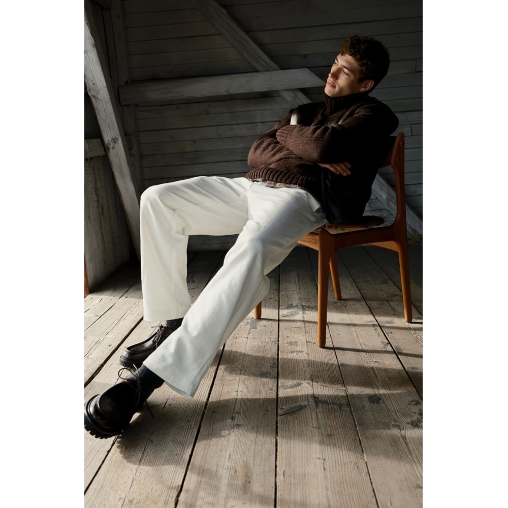 H&M リラックスフィットツイルパンツホワイト