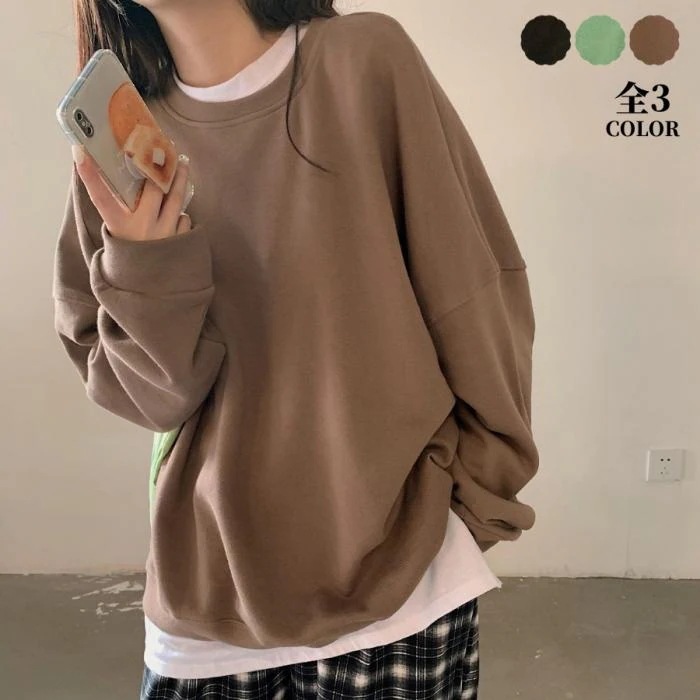 ゆる可愛いカジュアルプルオーバーレディース長袖トレーナーラウンドネック大人おしゃれ秋冬 5,392円