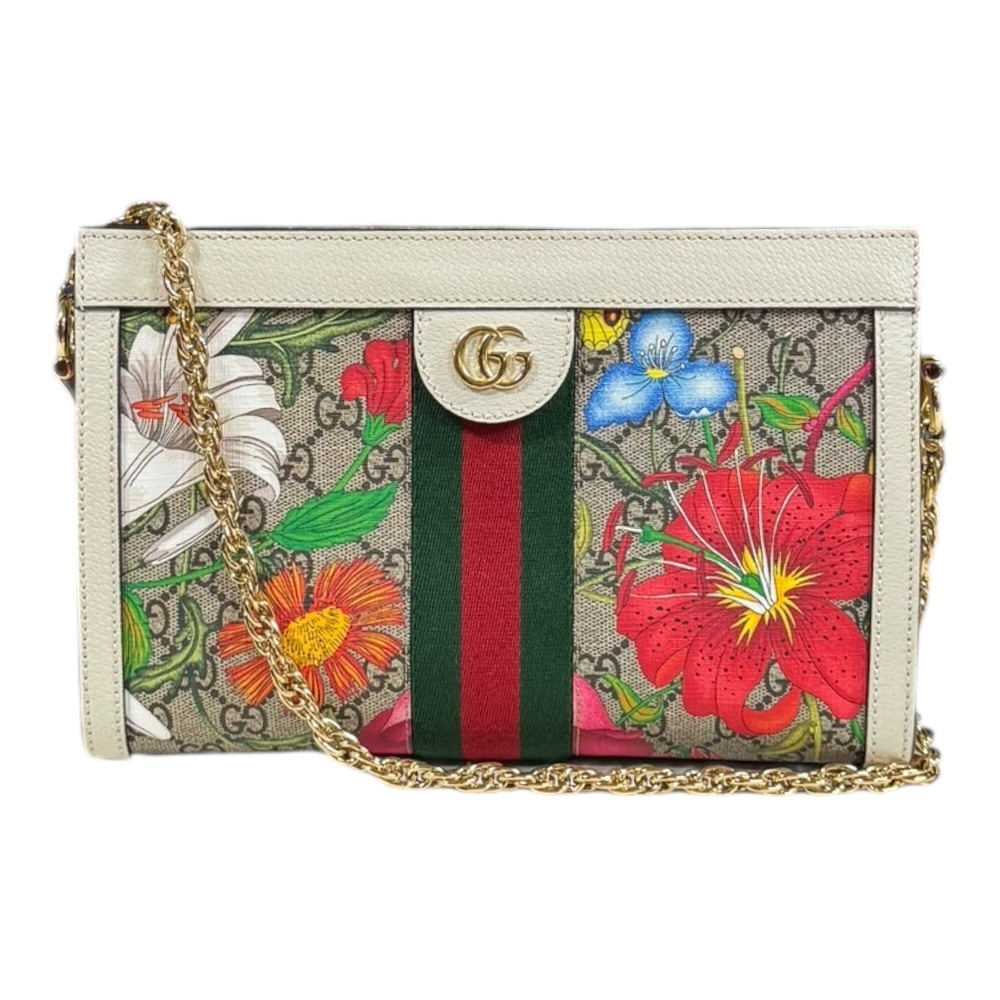 グッチ GGフローラスモール オフィディア ショルダーバッグ レザー 503877 ホワイト GUCCI 中古 美品 82,280円