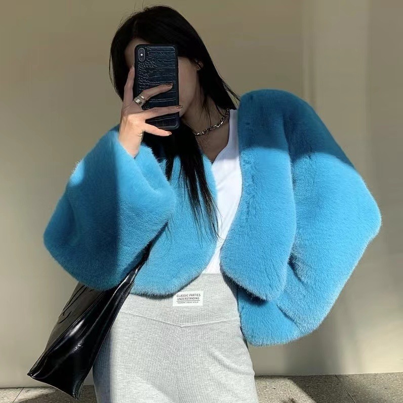 ノーカラーファーコート ファーコート 毛皮 イミテーション 毛皮 コート ジャケット アウター フェイクファー ショート丈 ７カラー a3697