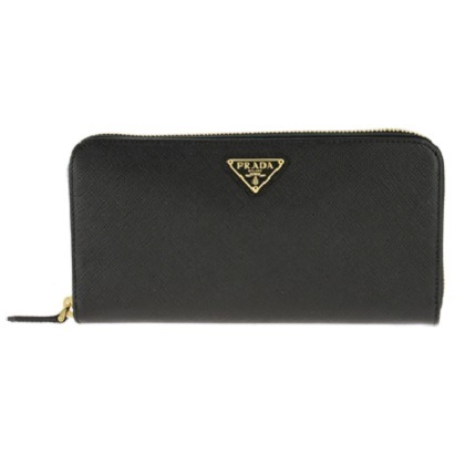 PRADA 1ML506-S/TRIANGOLO/NERO プラダ ラウンドファスナー長財布 型押レザー ブラック/ゴールド 93,836円