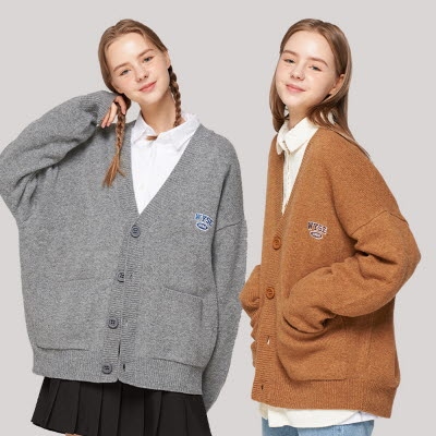 韓国公式ブランド WYSE ロゴポイントカーディガン LAMS WOOL KNIT CARDIGAN