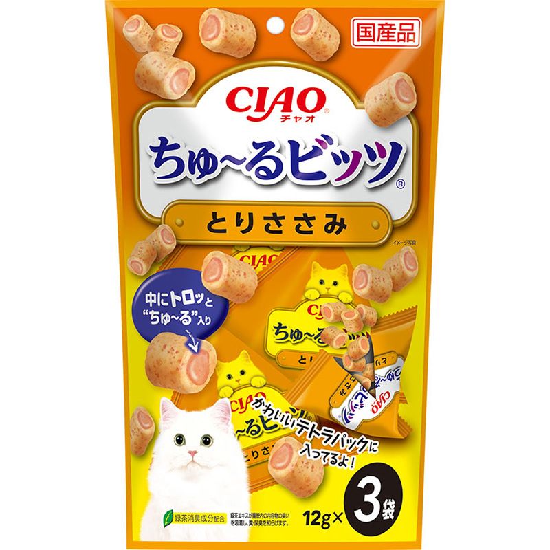 （まとめ買い）CIAO チャオ ちゅ～るビッツ とりささみ 猫用おやつ [x24]