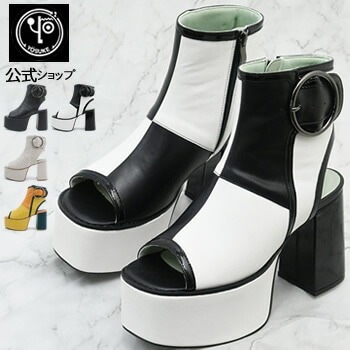 【公式SHOP特典キズ補修液付】 ヨースケ 厚底 ブーツサンダル レディース バックル付き 10cm チャンキーヒール