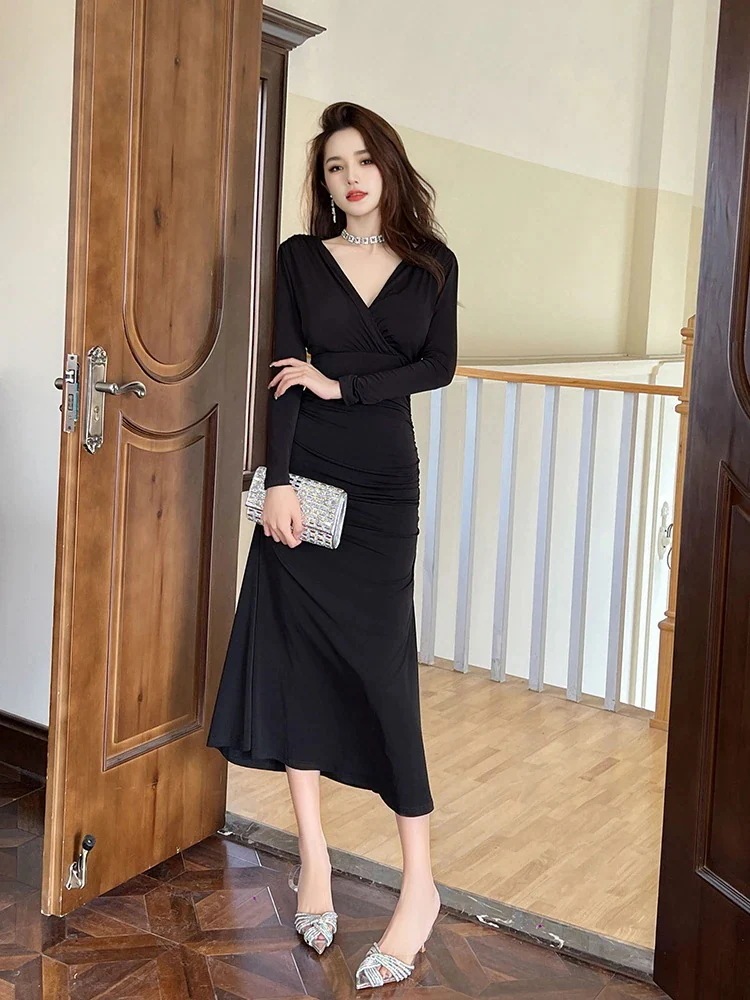 卒業式 二次会 ロングワンピース パーティードレス 同窓会 ウェディング ベーシック 2025春 着痩せ 大人 Vネック 【JY.】 披露宴 結婚式 成人式 お呼ばれワンピースドレスドレス