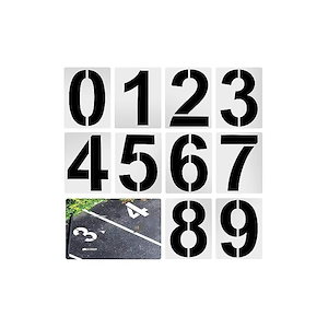 YUENWUZINIC 駐車場 番号 10枚セット29.5*22.5cm 大文字 数字 ナンバー 番号 マーキングプレート ステンシルシート番号 プラスチック製 線引き ライン引き 塗装 スプレー 吹